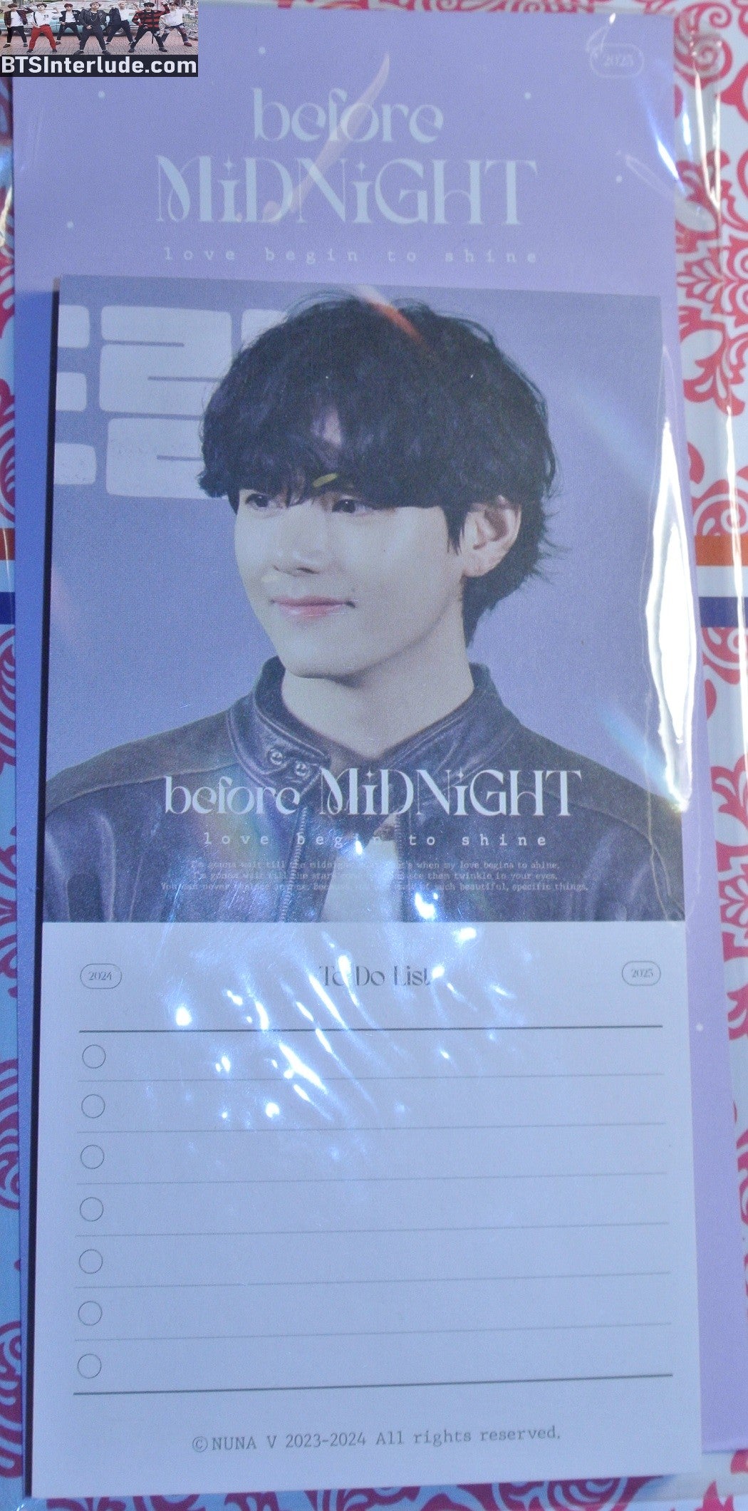 BTS NOTEPAD V KIM TAEHYUNG 김태형 TO DO LIST NUNA V FANSITE BEFORE MIDNIGHT 50 LINED PAGES