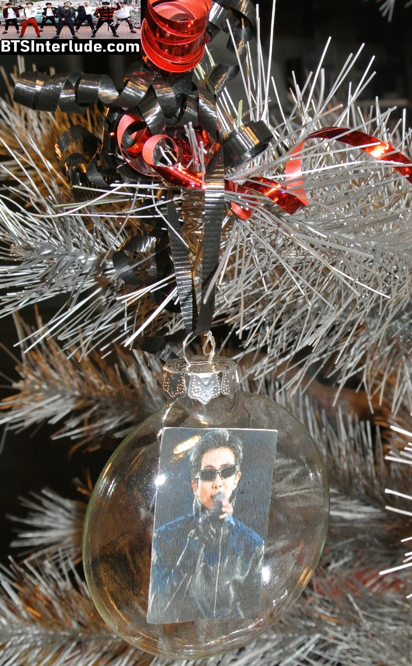 BTS CHRISTMAS ORNAMENT GLASS 3 INCH FLAT RM KIM NAMJOON 김남준 ARIRANG SUNGLASSES LIMITED EDITION