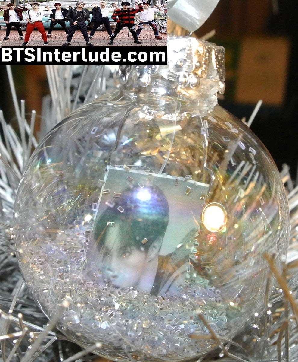 BTS CHRISTMAS ORNAMENT GLASS 1.75 INCH J-HOPE JUNG HOSEOK 정호석 SILVER GLITTER LIFE GOES ON PROFIE FILA PROFILE LIMITED EDITION