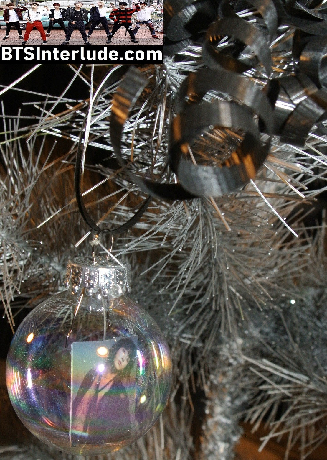 BTS CHRISTMAS ORNAMENT GLASS 1.75 INCH JEON JUNGKOOK 전정국 CK CALVIN KLEIN ARMS UP BLACK DENIM TIE LEAN LIMITED EDITION