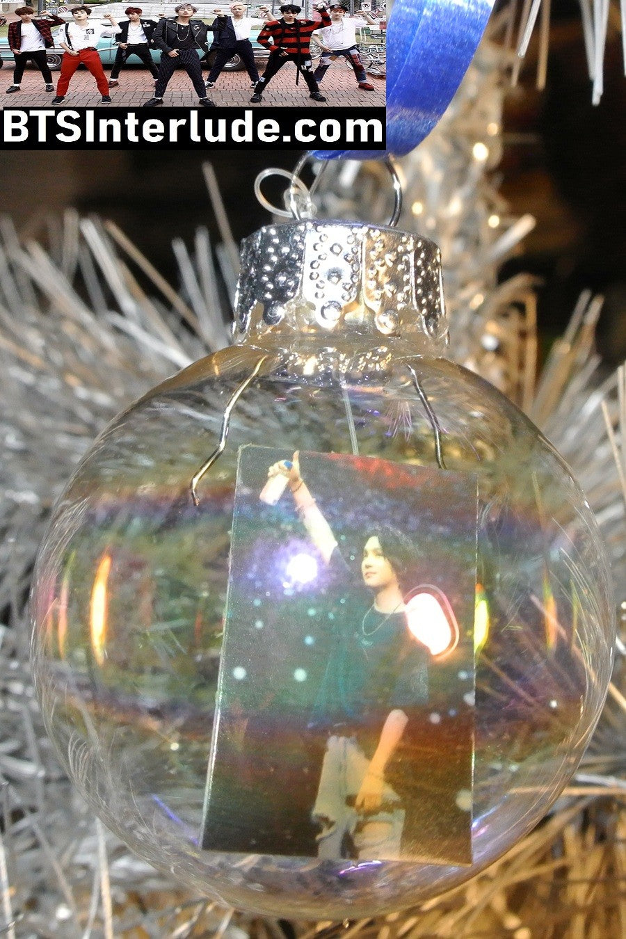 BTS CHRISTMAS ORNAMENT GLASS 1.75 INCH SUGA MIN YOONGI 민윤기 D DAY BACKSTAGE LIMITED EDITION