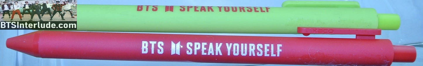 BTS PEN SET OF 2 OFFICIAL LOVE YOURSELF SPEAK YOURSELF TOUR RED YELLOW JUNGKOOK V JIMIN RM J-HOPE SUGA JIN OFFICIAL MERCHANDISE