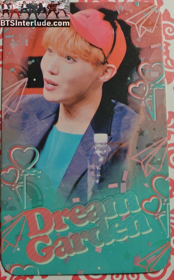 BTS PHOTOCARD FANSITE J-HOPE JUNG HOSEOK 정호석 HOBI DREAM GARDEN RED HAT ORANGE HAIR PHOTO CARD