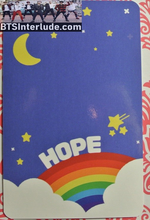 BTS PHOTOCARD FANSITE J-HOPE JUNG HOSEOK 정호석 HOBI 3/4 PROFILE BLACK HOODIE HOPE RAINBOW FANSITE PHOTO CARD