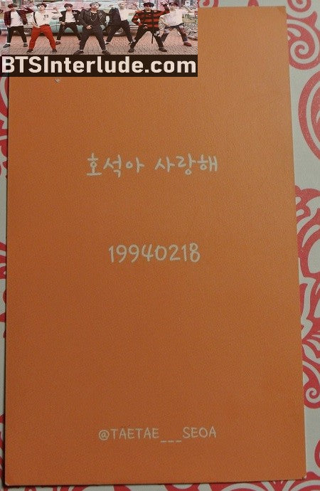 BTS PHOTOCARD FANSITE J-HOPE JUNG HOSEOK 정호석 HOBI TAE TAE SEOA FANSITE ORANGY RED HAIR PHOTO CARD