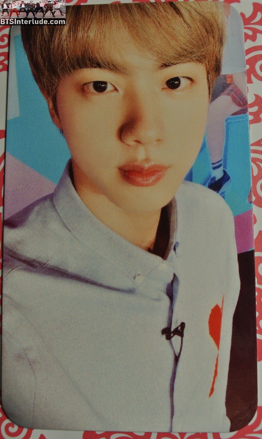 BTS PHOTOCARD FANSITE JIN KIM SEOKJIN 김석진 2 SIDED BLOND HAIR BLACK WHITE PHOTO CARD