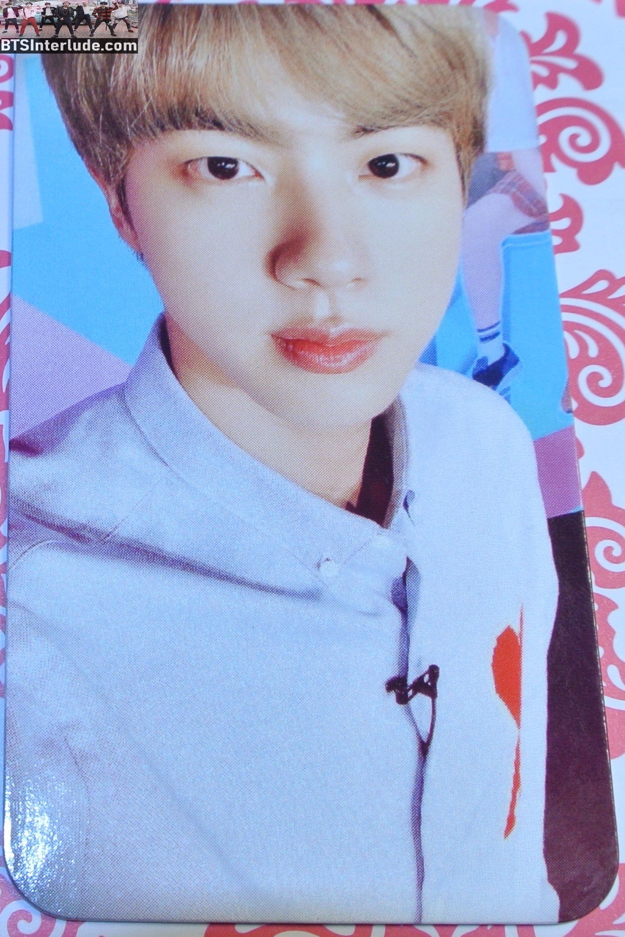 BTS PHOTOCARD FANSITE JIN KIM SEOKJIN 김석진 2 SIDED BLOND HAIR BLACK WHITE PHOTO CARD