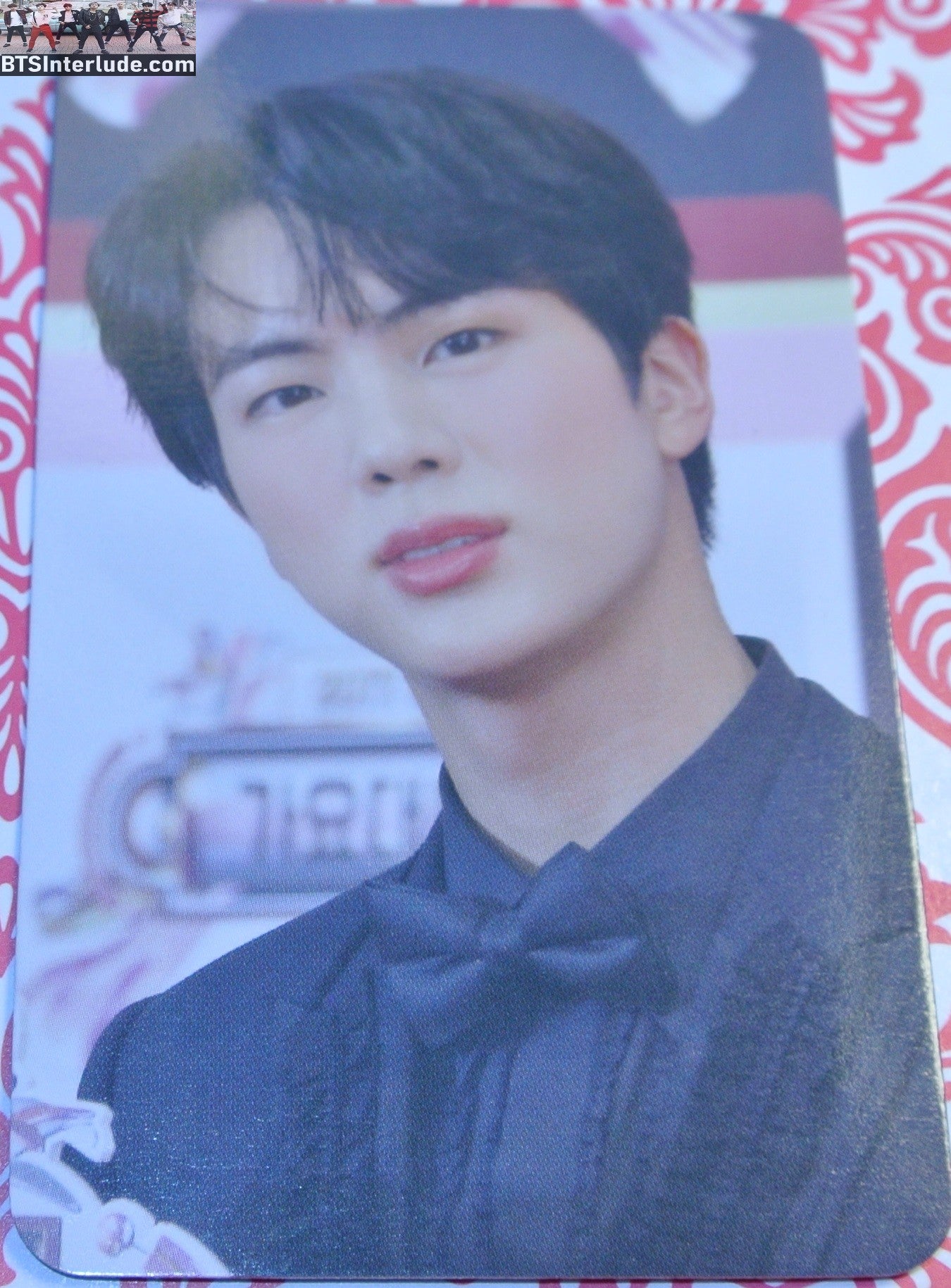 BTS PHOTOCARD FANSITE JIN KIM SEOKJIN 김석진 BLACK JACKET BOW TIE PHOTO CARD