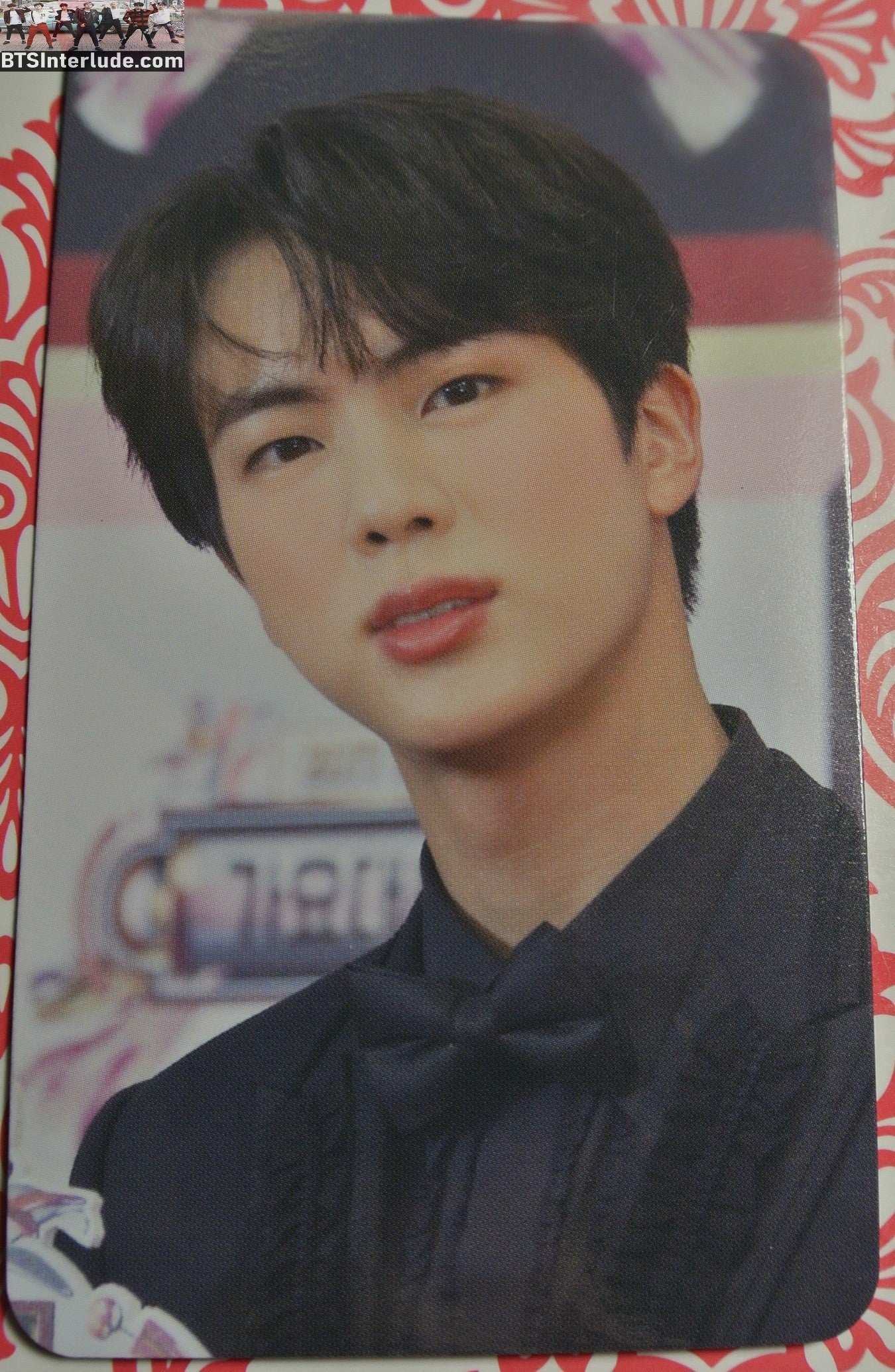 BTS PHOTOCARD FANSITE JIN KIM SEOKJIN 김석진 BLACK JACKET BOW TIE PHOTO CARD