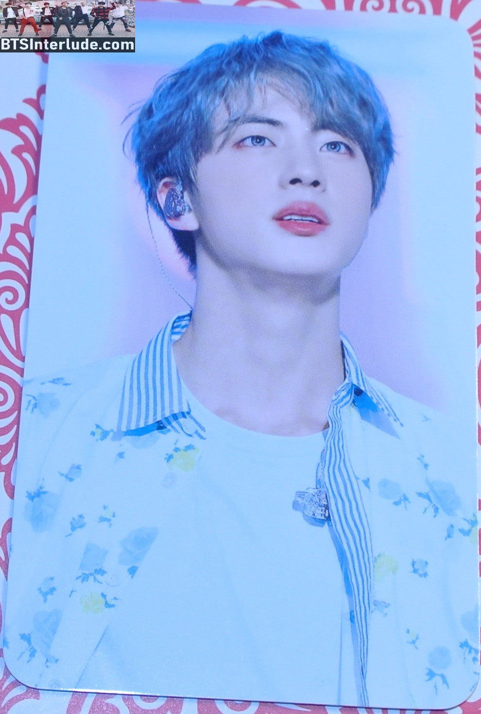 BTS PHOTOCARD FANSITE JIN KIM SEOKJIN 김석진 FLORAL SHIRT PHOTO CARD