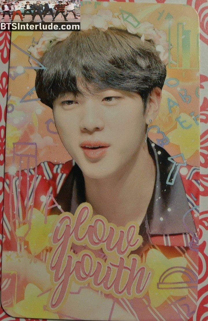 BTS PHOTOCARD FANSITE JIN KIM SEOKJIN 김석진 GLOW YOUTH FANSITE FLOWER TIARA PHOTO CARD
