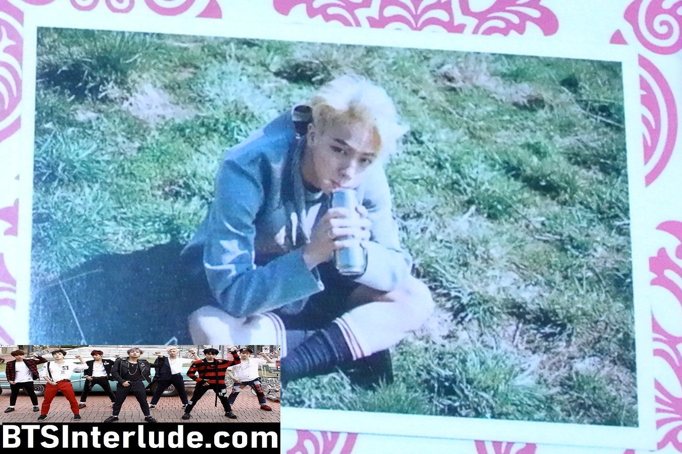 BTS PHOTOCARD FANSITE JIN KIM SEOKJIN 김석진 BLOND HAIR SITTING IN GRASS YOUNG FOREVER PHOTO CARD PC