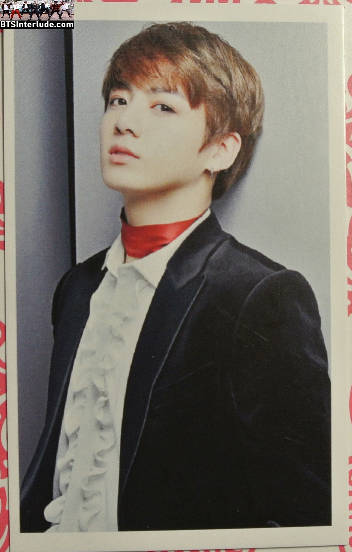 BTS PHOTOCARD FANSITE JEON JUNGKOOK 전정국 BLACK DRESS JACKET RED RIBBON CHOKER PC PHOTO CARD