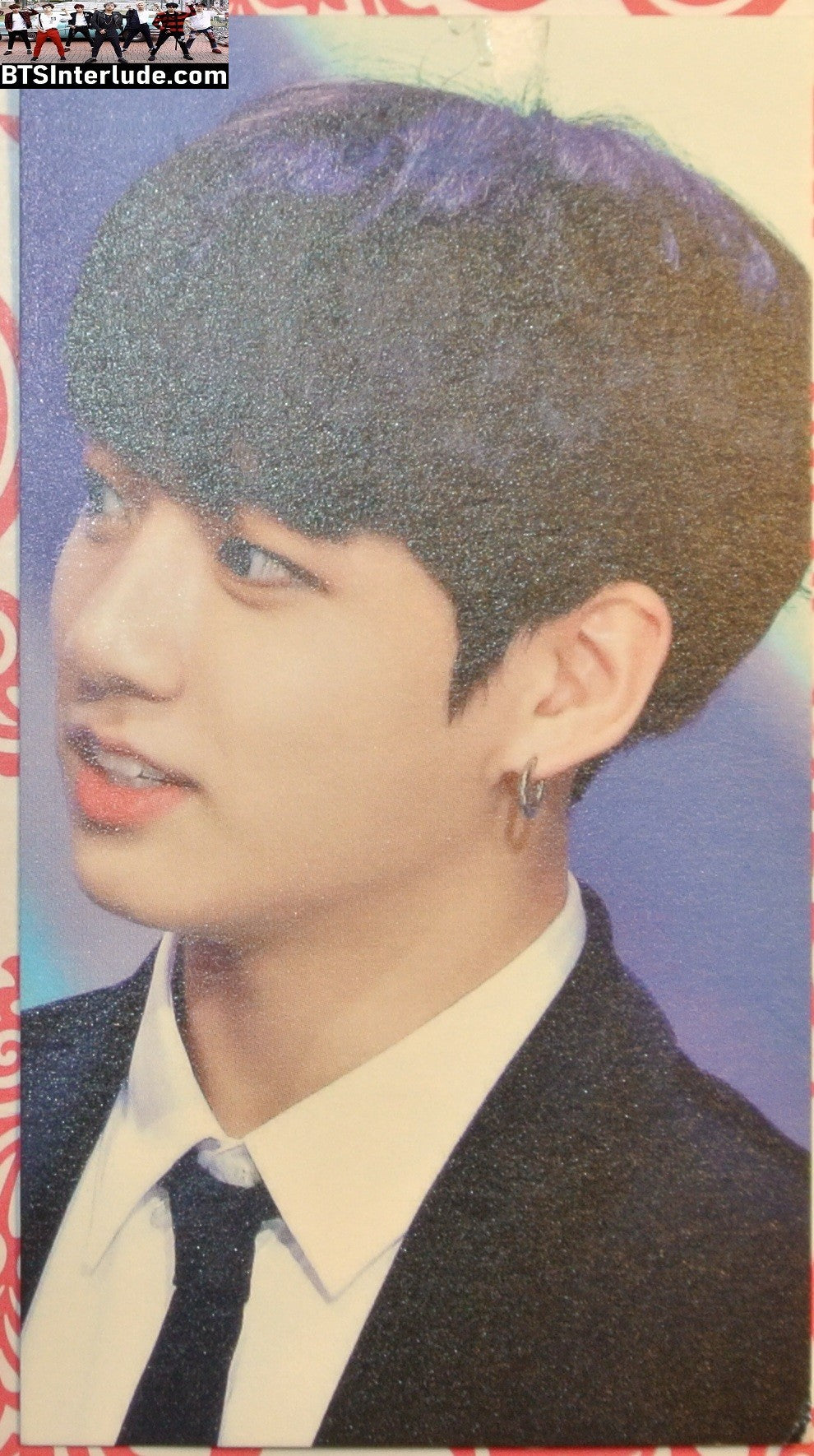 BTS PHOTOCARD FANSITE JEON JUNGKOOK 전정국 BLACK SUIT 3/4 PROFILE PC PHOTO CARD