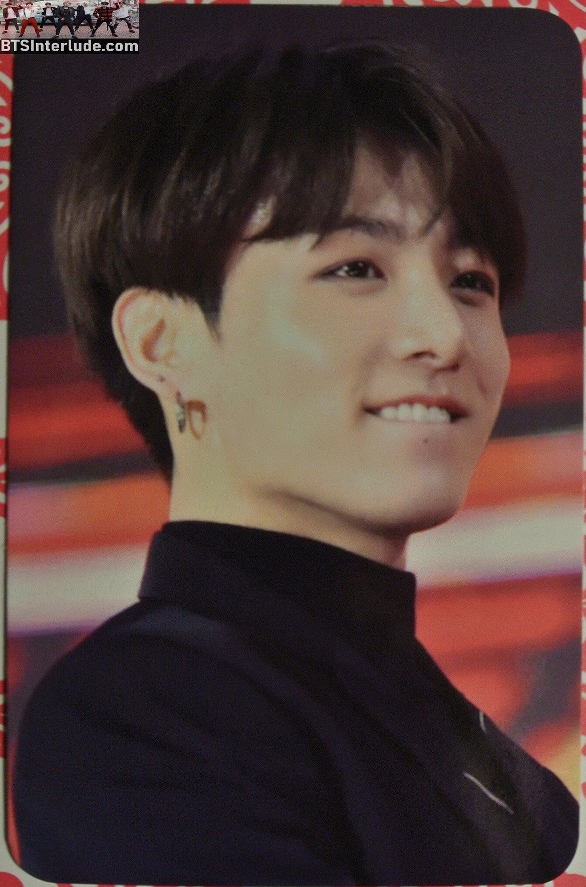 BTS PHOTOCARD FANSITE JEON JUNGKOOK 전정국 LIP BITE BLACK TURTLENECK THE KNOCK FANSITE ADDICTED PHOTO CARD