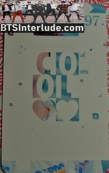 BTS PHOTOCARD FANSITE JEON JUNGKOOK 전정국 WHITE SHIRT BLUE GREEN BACKGROUND PHOTO CARD
