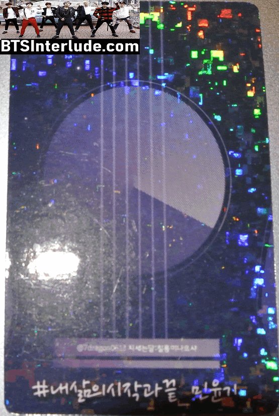 BTS PHOTOCARD FANSITE SUGA MIN YOONGI 민윤기 GLITTER WHITE SHIRT BLACK FLOWERS 7 DRAGONS 0613 FANSITE PHOTO CARD PC