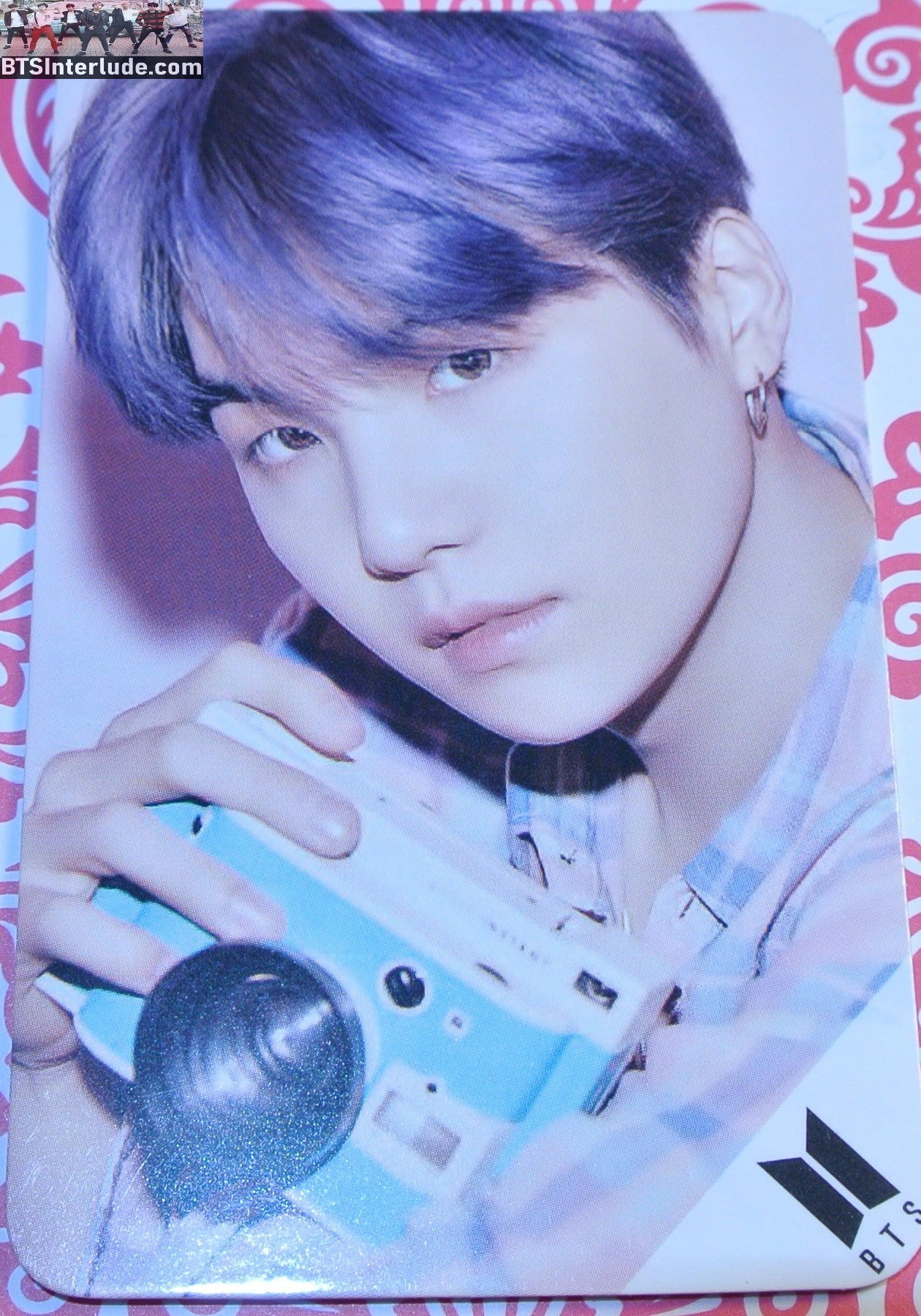 BTS PHOTOCARD FANSITE SUGA MIN YOONGI 민윤기 CAMERA PURPLE HAIR MAP OF THE SOUL PERSONA MOTS PHOTO CARD