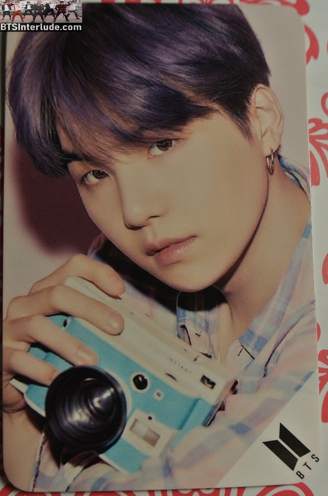 BTS PHOTOCARD FANSITE SUGA MIN YOONGI 민윤기 CAMERA PURPLE HAIR MAP OF THE SOUL PERSONA MOTS PHOTO CARD