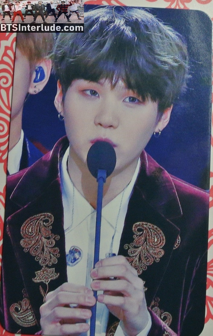 BTS PHOTOCARD FANSITE SUGA MIN YOONGI 민윤기 MY LOVE FANSITE RED CRUSHED VELVET JACKET PHOTO CARD