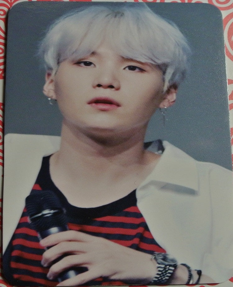 BTS PHOTOCARD FANSITE SUGA MIN YOONGI 민윤기 WHITE HAIR WHITE JACKET FANSIGN PHOTO CARD