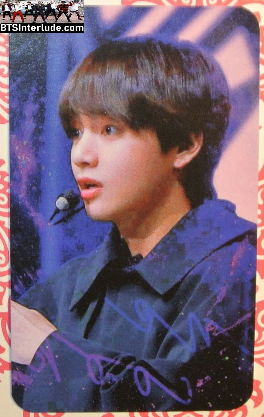 BTS PHOTOCARD FANSITE V KIM TAEHYUNG 김태형 BLACK SHIRT 3/4 PROFILE MIC PC PHOTO CARD
