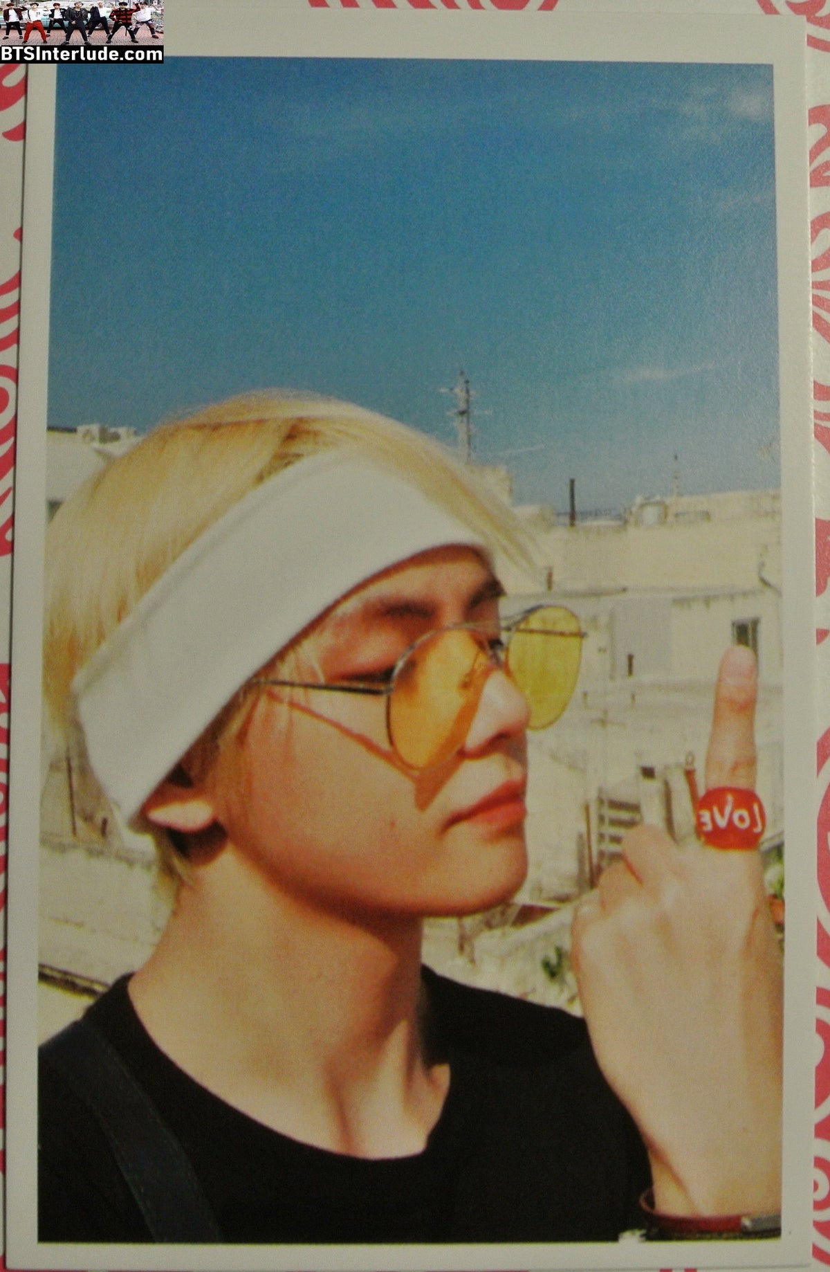 BTS PHOTOCARD FANSITE V KIM TAEHYUNG 김태형 BLOND HAIR GLASSES WHITE HEADBAND PC PHOTO CARD