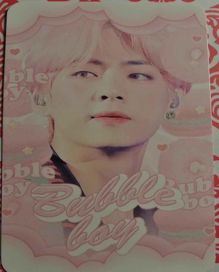 BTS PHOTOCARD FANSITE V KIM TAEHYUNG 김태형 BUBBLE BOY FANSITE PINK HAIR PHOTO CARD