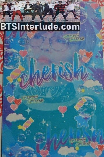 BTS PHOTOCARD FANSITE V KIM TAEHYUNG 김태형 CHERISH FANSITE BLOND HAIR GLASSES BLUE PHOTO CARD