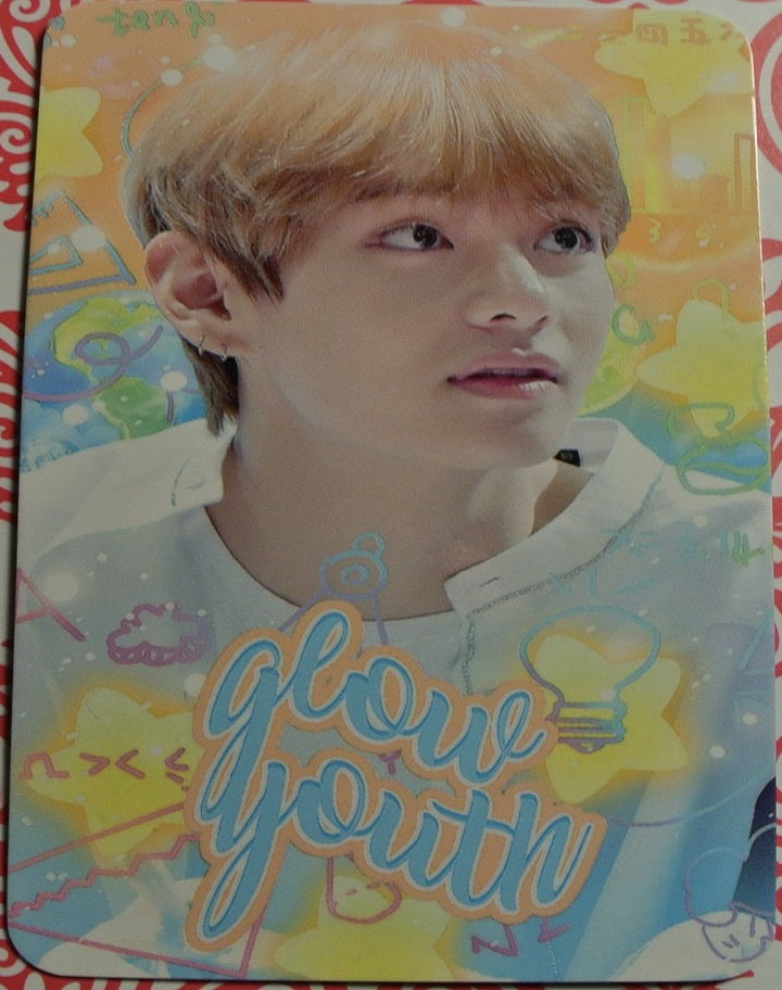 BTS PHOTOCARD FANSITE V KIM TAEHYUNG 김태형 GLOW YOUTH FANSITE BLOND HAIR PHOTO CARD