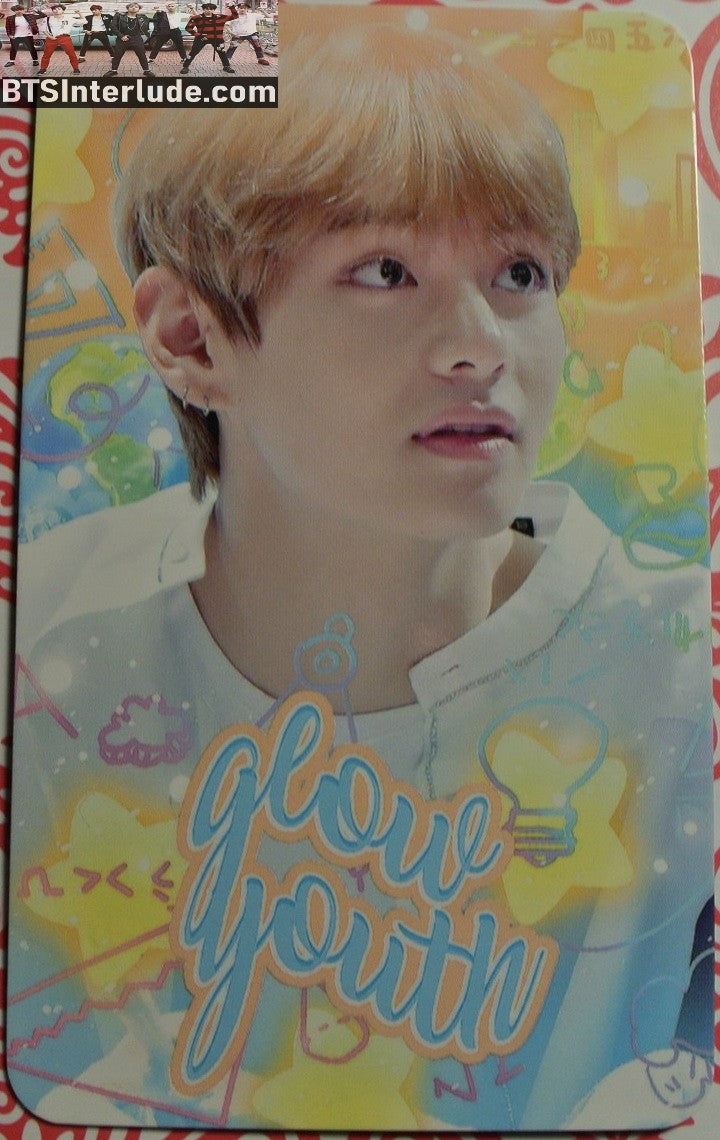 BTS PHOTOCARD FANSITE V KIM TAEHYUNG 김태형 GLOW YOUTH FANSITE BLOND HAIR PHOTO CARD