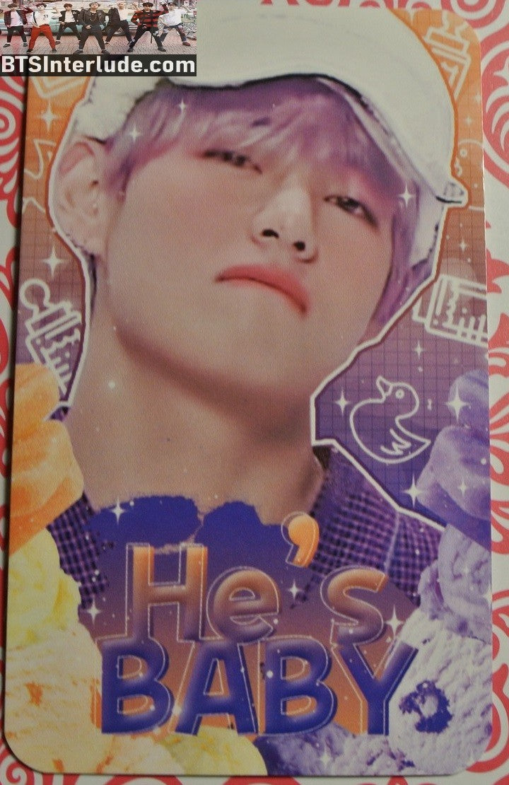 BTS PHOTOCARD FANSITE V KIM TAEHYUNG 김태형 HE'S BABY FANSITE BLOND HAIR EYE MASK PHOTO CARD