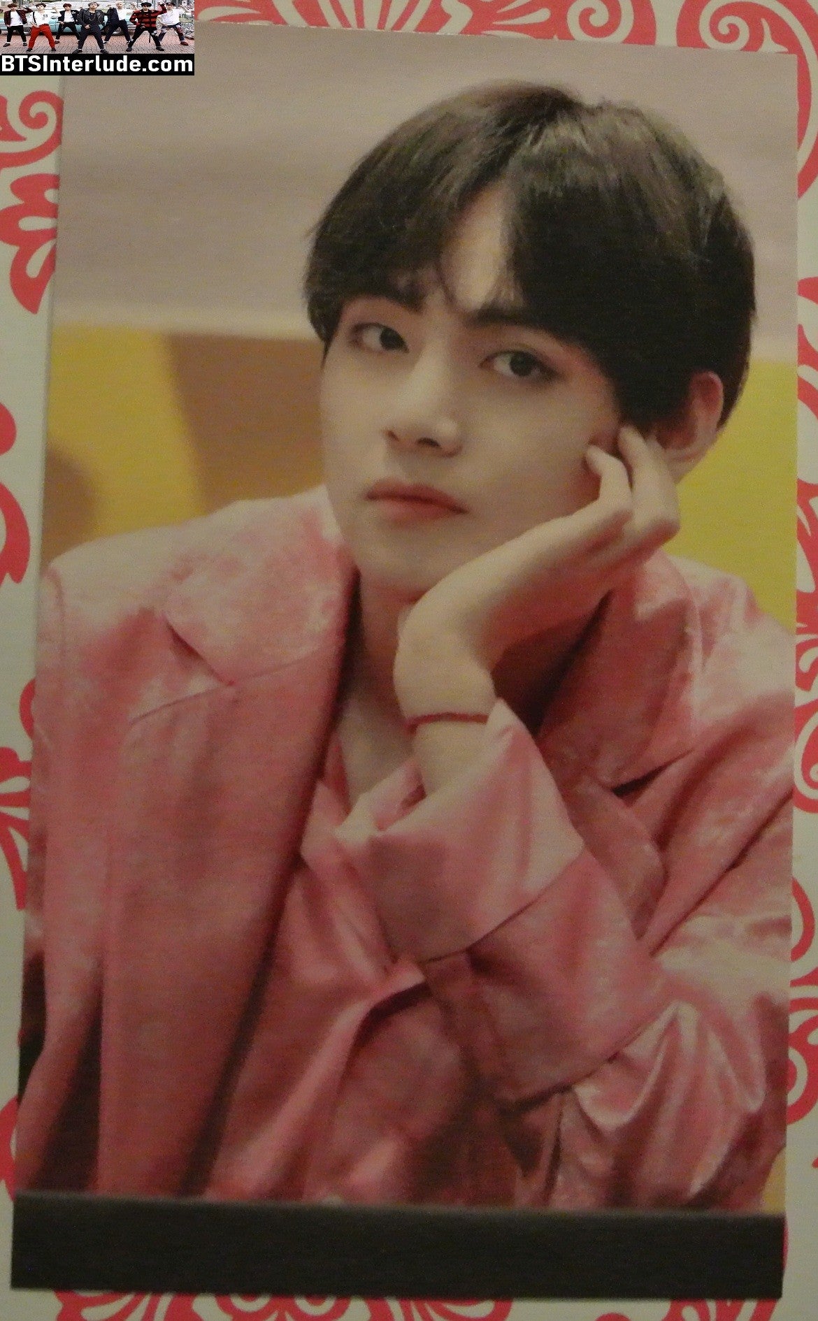 BTS PHOTOCARD FANSITE V KIM TAEHYUNG 김태형 PINK JACKET FANSIGN PHOTO CARD