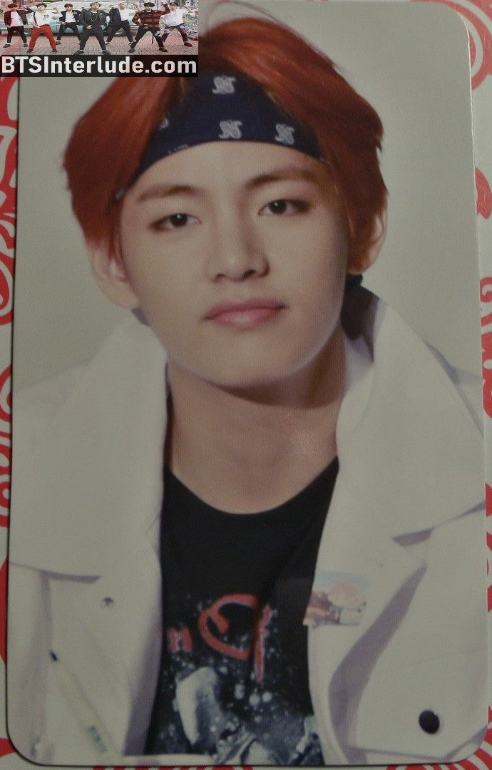 BTS PHOTOCARD FANSITE V KIM TAEHYUNG 김태형 RED HAIR WHITE JACKET FANSIGN PHOTO CARD
