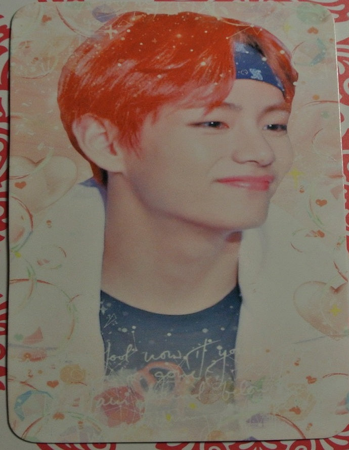 BTS PHOTOCARD FANSITE V KIM TAEHYUNG 김태형 RED KING FANSITE RED HAIR WHITE JACKET FANSIGN PHOTO CARD
