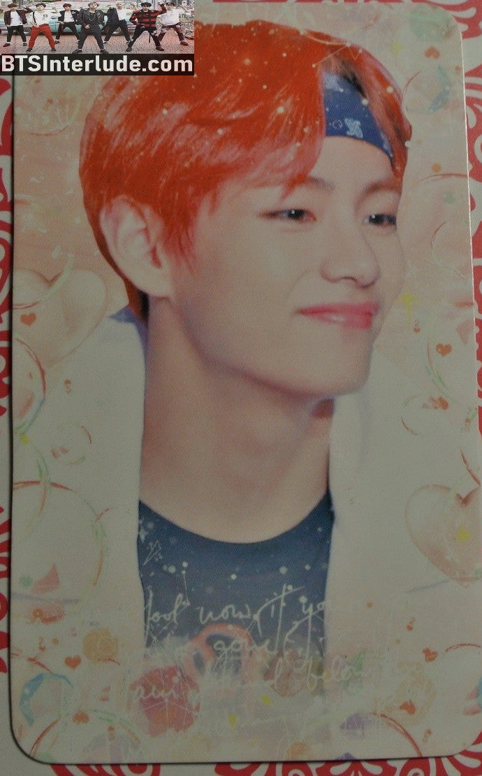 BTS PHOTOCARD FANSITE V KIM TAEHYUNG 김태형 RED KING FANSITE RED HAIR WHITE JACKET FANSIGN PHOTO CARD