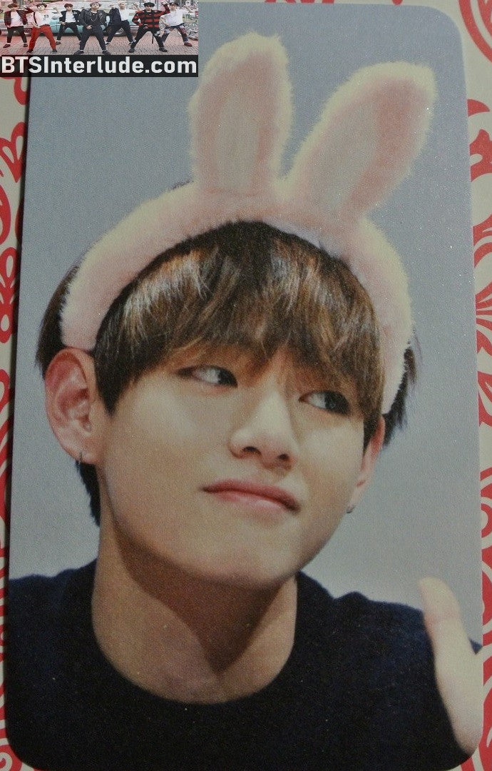 BTS PHOTOCARD FANSITE V KIM TAEHYUNG 김태형 TAE TAE LAND FANSITE BUNNY EARS FANSIGN PHOTO CARD