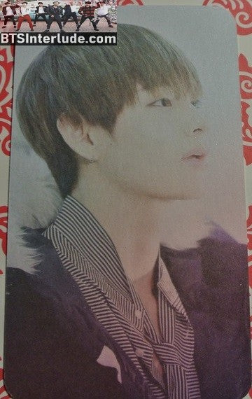 BTS PHOTOCARD FANSITE V KIM TAEHYUNG 김태형 TAE TAE LAND FANSITE BLACK WHITE STRIPED TOP PROFILE PHOTO CARD