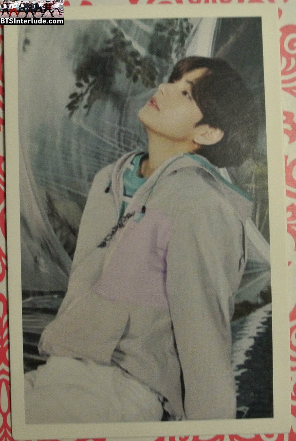 BTS PHOTOCARD FANSITE V KIM TAEHYUNG 김태형 TAN PURPLE JACKET PROFILE PC PHOTO CARD