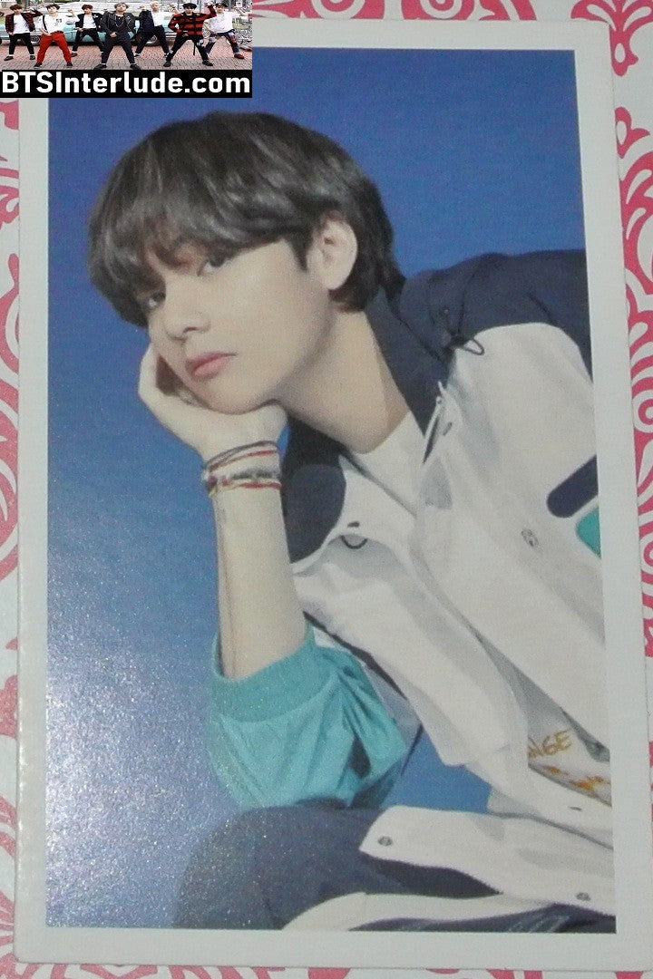 BTS PHOTOCARD FANSITE V KIM TAEHYUNG 김태형 WHITE GREEN BLACK JACKET PC PHOTO CARD