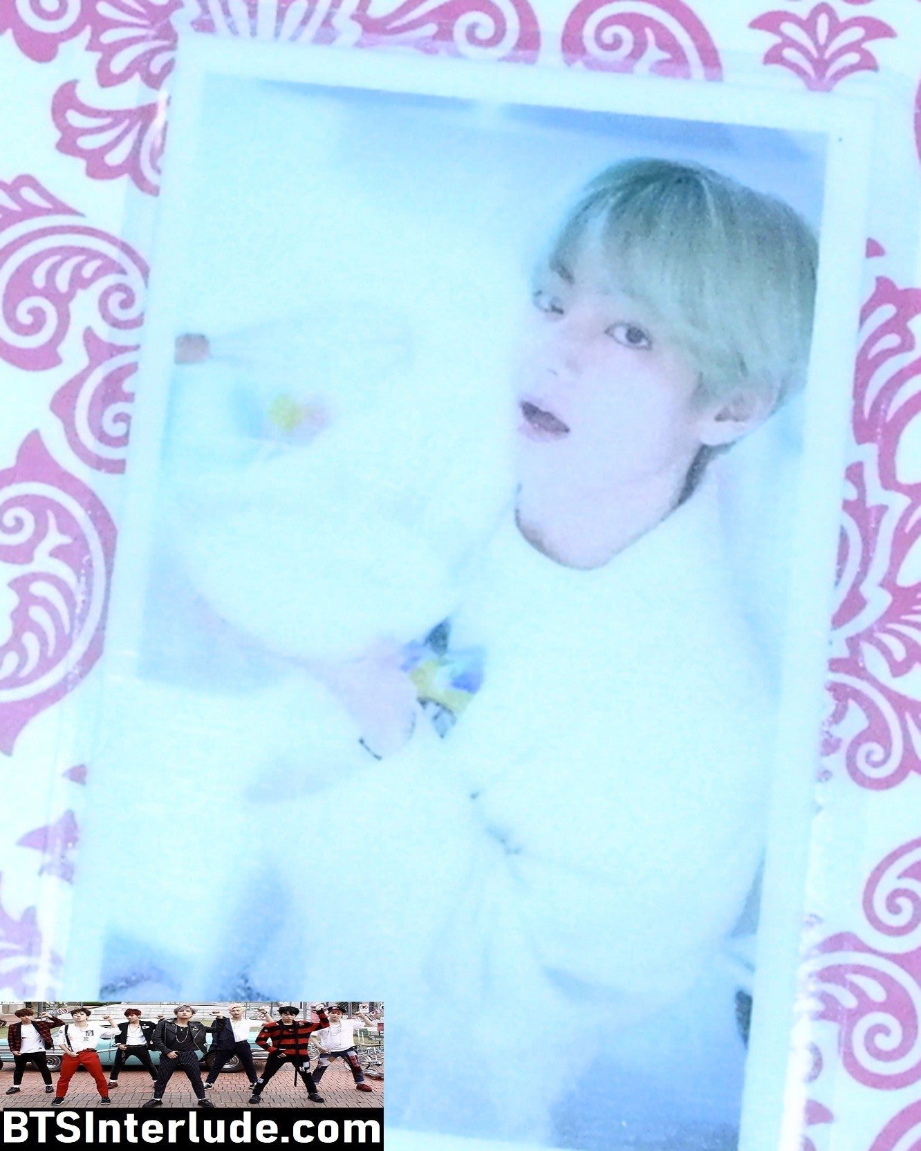 BTS PHOTOCARD FANSITE V KIM TAEHYUNG 김태형 BLOND HAIR MIXING BOWL WHITE LAMINATED PHOTO CARD PC