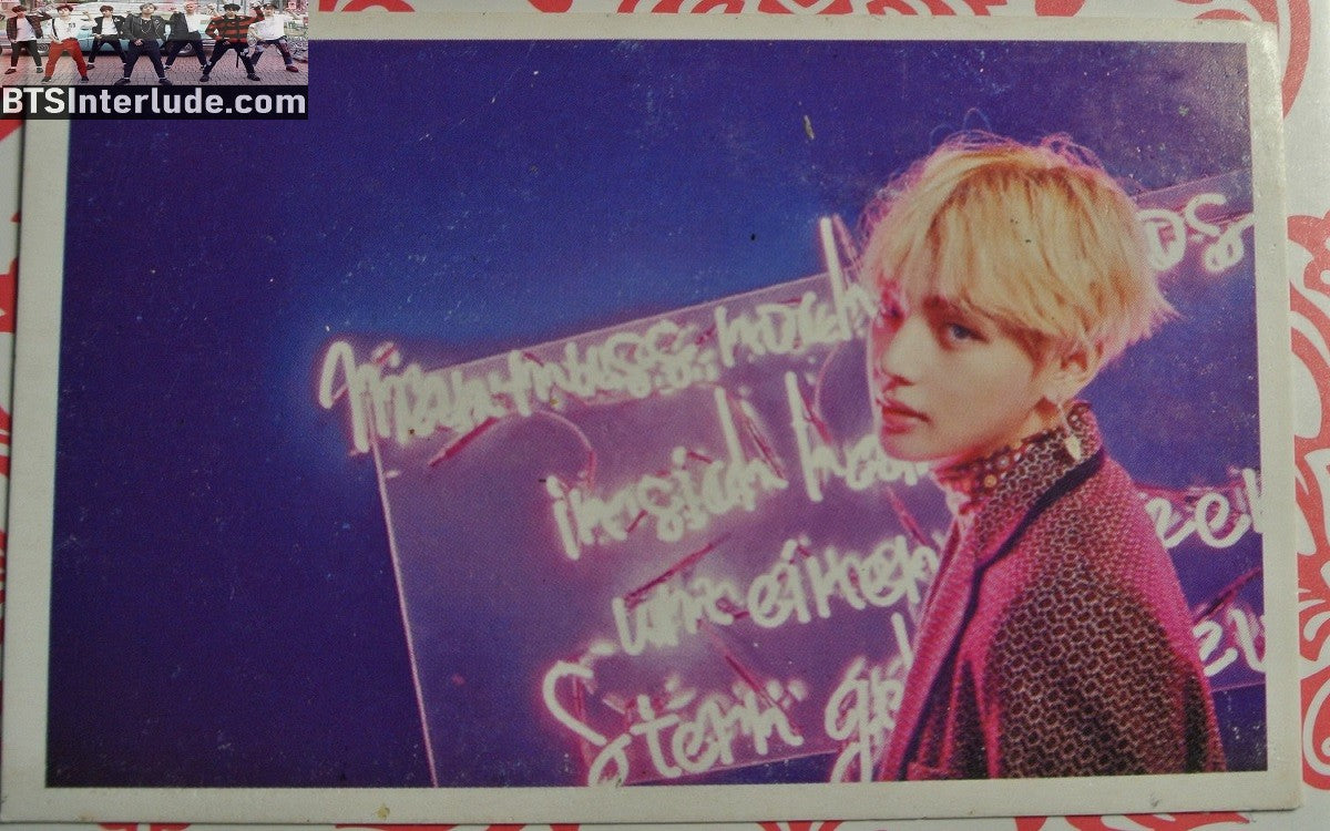 BTS PHOTOCARD FANSITE V KIM TAEHYUNG 김태형 WINGS NEON SIGN PHOTO CARD