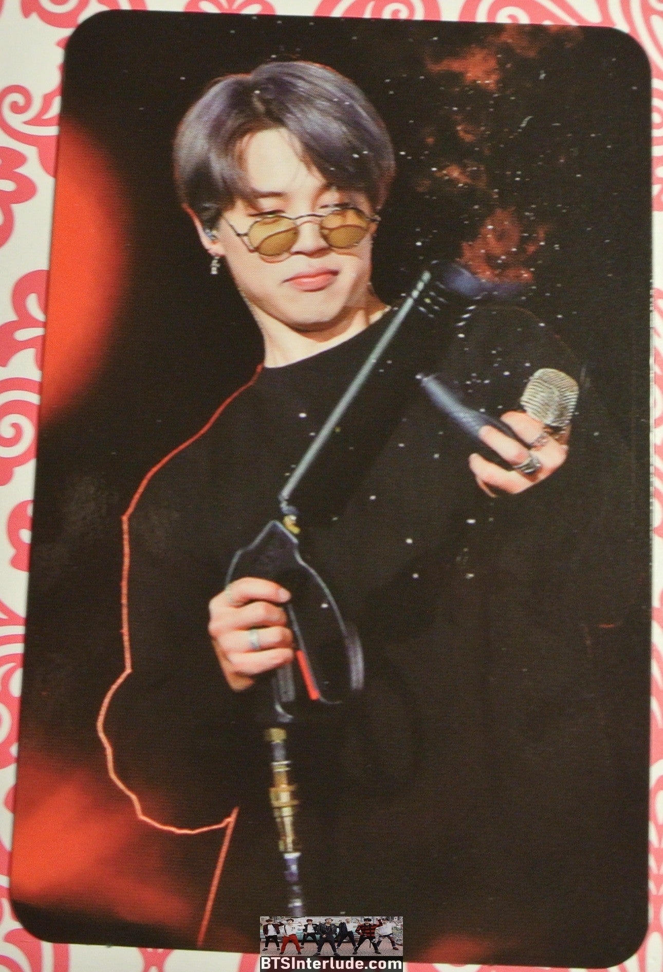 BTS PHOTOCARD FANSITE PARK JIMIN 박지민 BLACK LONG SLEEVE SHIRT GLASSES PIECES OF MIND FANSITE NEVERMIND
