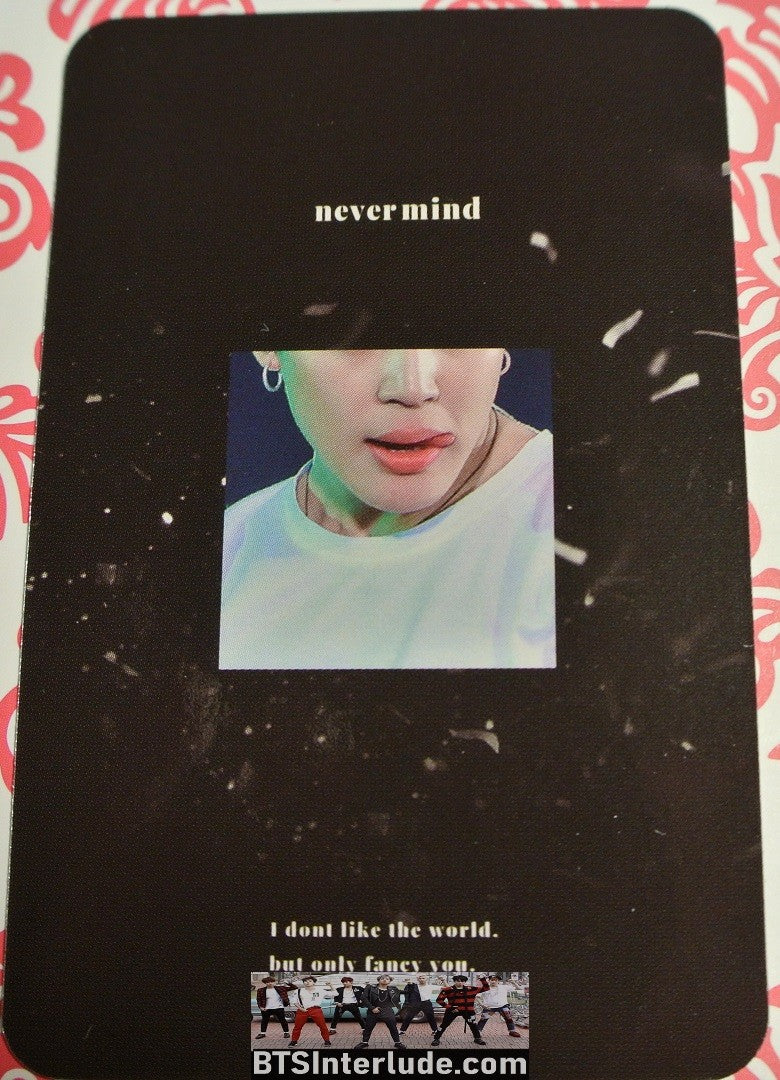 BTS PHOTOCARD FANSITE PARK JIMIN 박지민 BLACK LONG SLEEVE SHIRT HANDS ON CHEEKS PIECES OF MIND FANSITE NEVERMIND