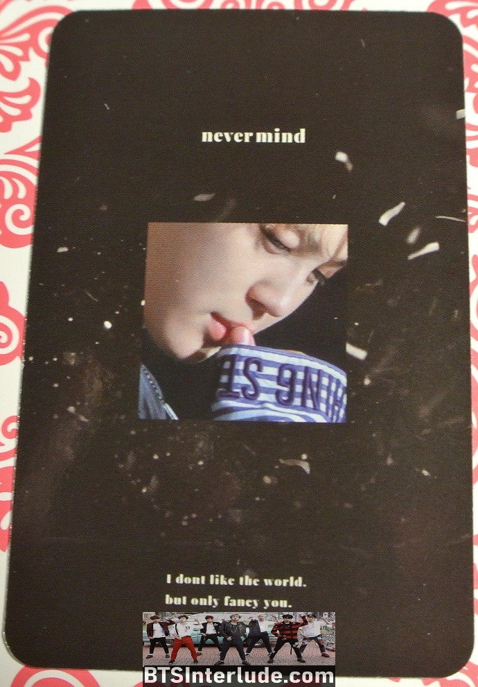 BTS PHOTOCARD FANSITE PARK JIMIN 박지민 BLACK LONG SLEEVE SHIRT LAUGHING PIECES OF MIND FANSITE NEVERMIND