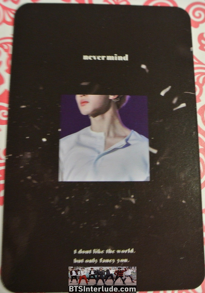 BTS PHOTOCARD FANSITE PARK JIMIN 박지민 BLACK SPARKLE SHIRT EATING PIECES OF MIND FANSITE NEVERMIND