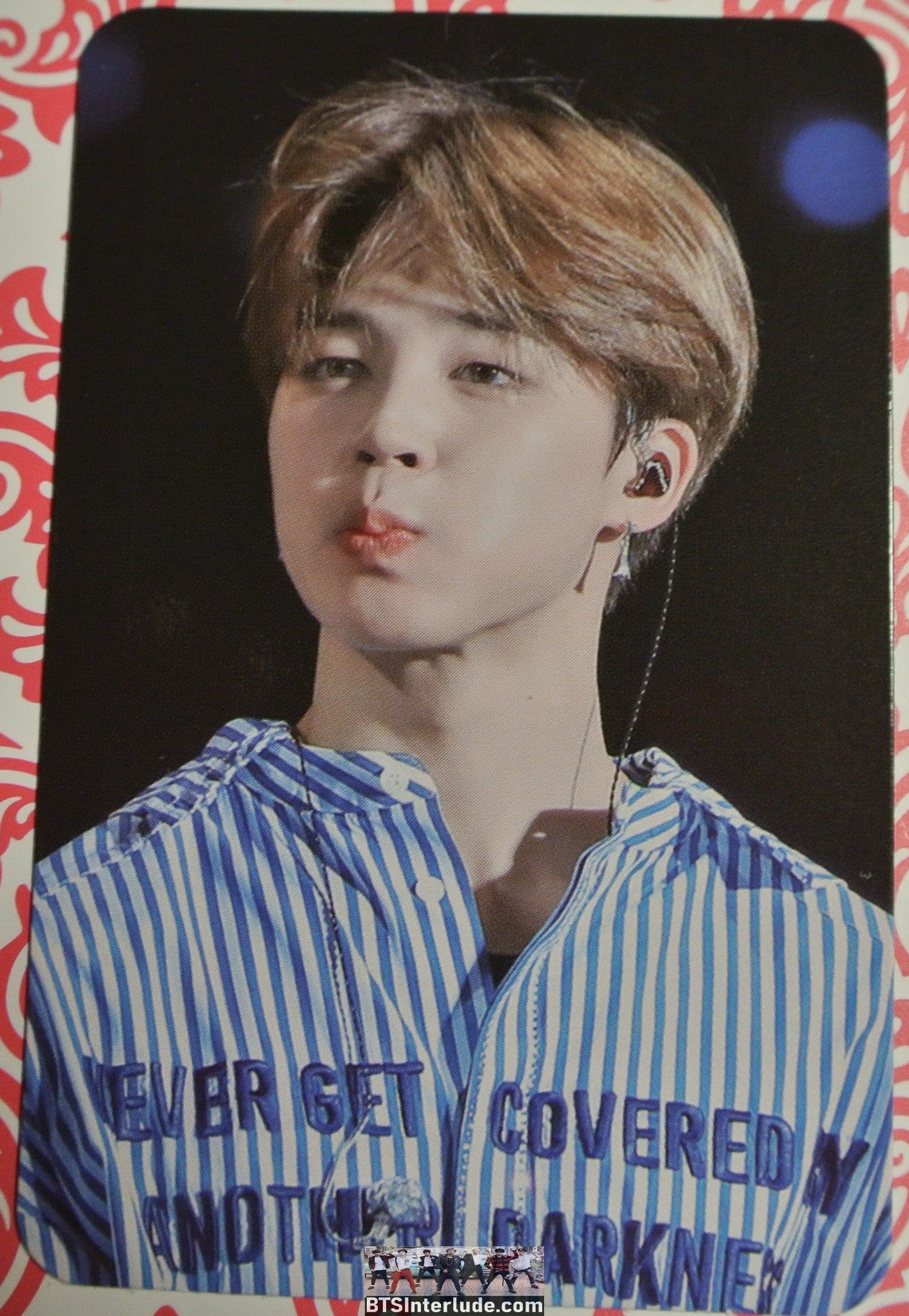 BTS PHOTOCARD FANSITE PARK JIMIN 박지민 BLOND HAIR PINSTRIPES SPRING DAY PIECES OF MIND FANSITE NEVERMIND