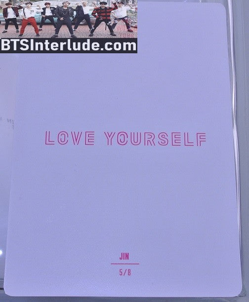 BTS PHOTOCARD OFFICIAL JIN KIM SEOKJIN 김석진 LOVE YOURSELF WORLD TOUR #5 PHOTO CARD PC OFFICIAL MERCHANDISE