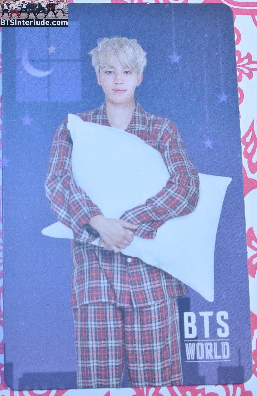 BTS PHOTOCARD OFFICIAL PARK JIMIN 박지민 BTS WORLD PJS PILLOW GAME CODE PHOTO CARD OFFICIAL MERCHANDISE