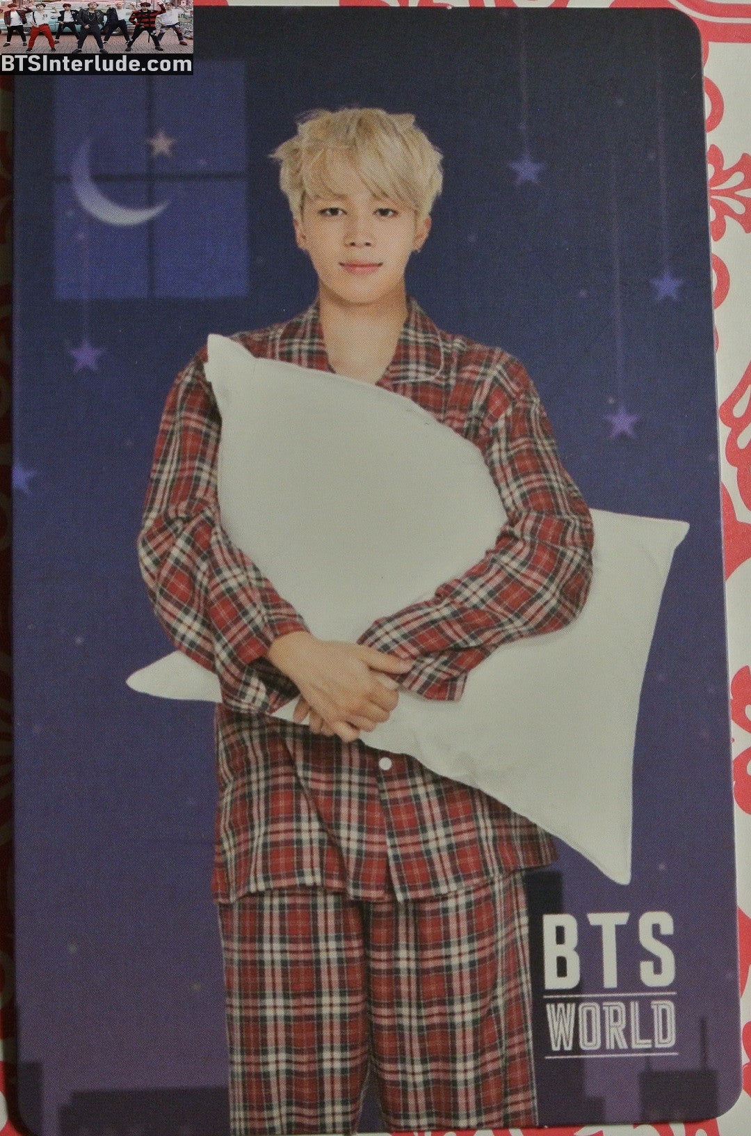 BTS PHOTOCARD OFFICIAL PARK JIMIN 박지민 BTS WORLD PJS PILLOW GAME CODE PHOTO CARD OFFICIAL MERCHANDISE